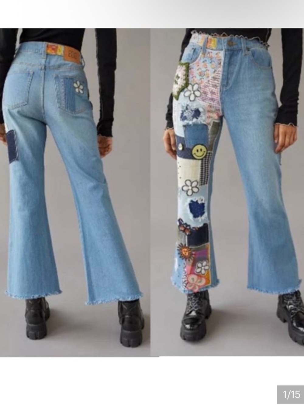 BDG  EUC High Waisted Y2K Patchwork Flare Jeans Indigo Craft Size 26 - Picture 6 of 13